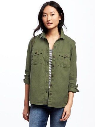 Twill Utility Shirt Jacket for Women | Old Navy US