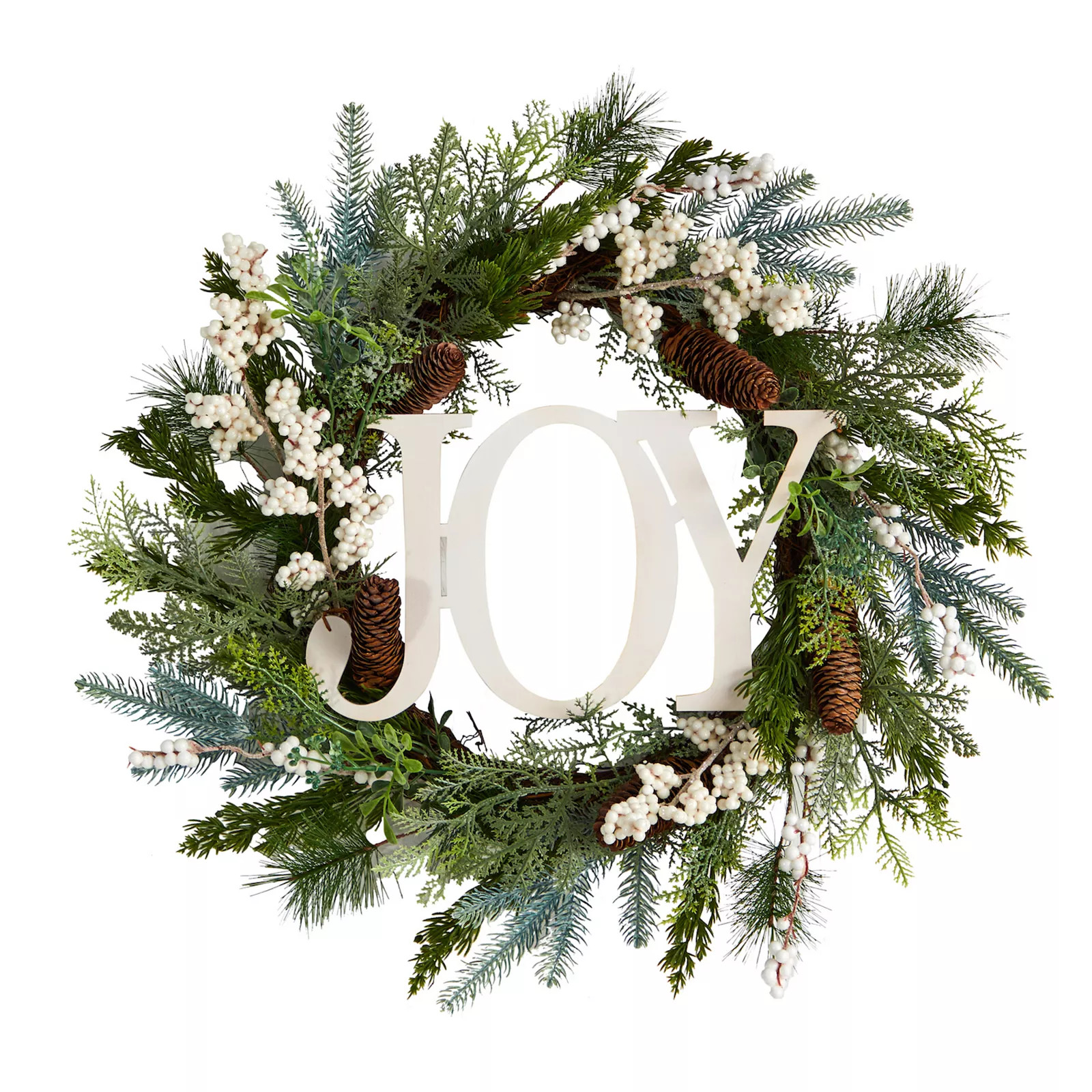 nearly natural 24"" Christmas Joy Greenery Holiday Artificial Wreath | Kohl's