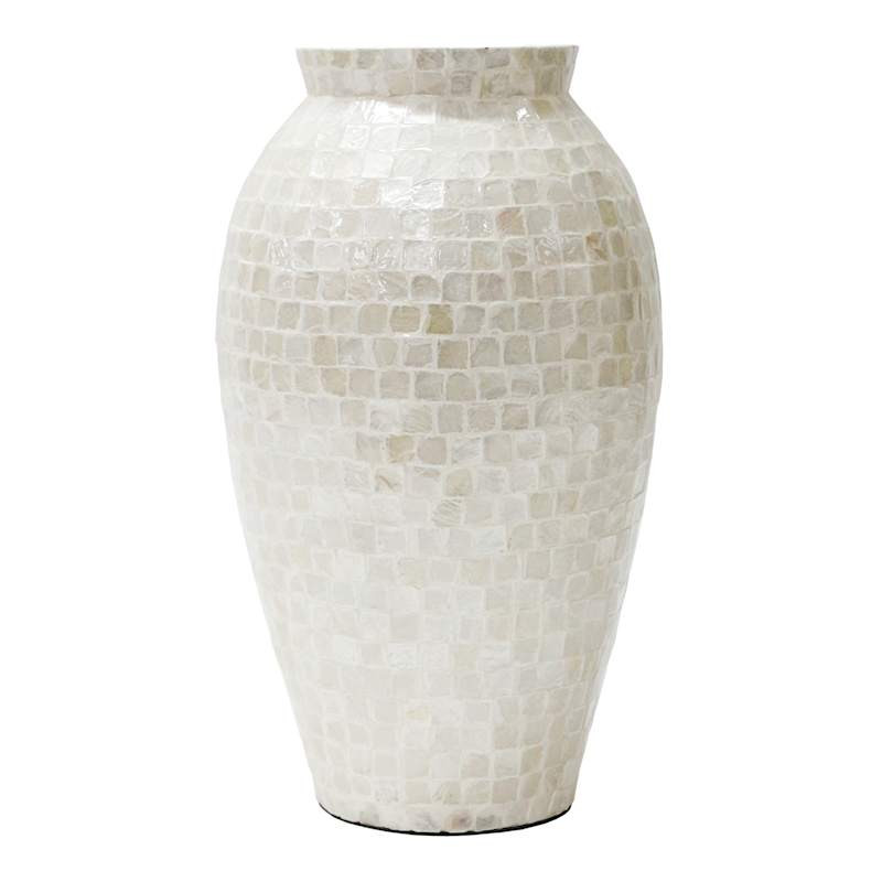 White Tile Capiz Decorative Vase, 16" | At Home