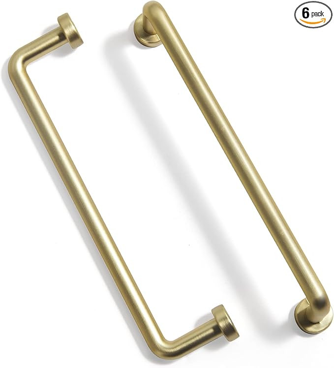 Goo-Ki 6 Pack 5-Inch(128mm) Center to Center Modern Brushed Brass Kitchen Cabinet Handles Luxurio... | Amazon (US)