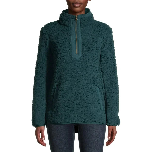 Time and Tru Women's Quarter Zip Sherpa Pullover | Walmart (US)