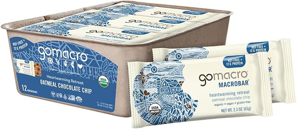 GoMacro MacroBar Organic Vegan Protein Bars - Oatmeal Chocolate Chip (2.3 Ounce Bars, 12 Count) | Amazon (US)