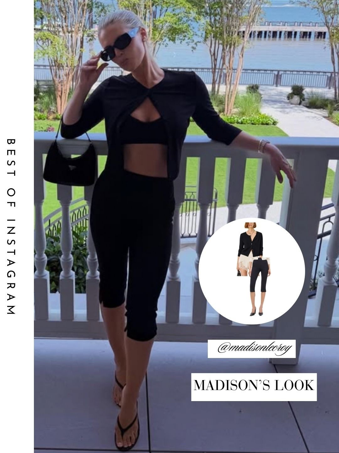 Madison LeCroy’s Black Cardigan and Capris 📸 = @madisonlecroy