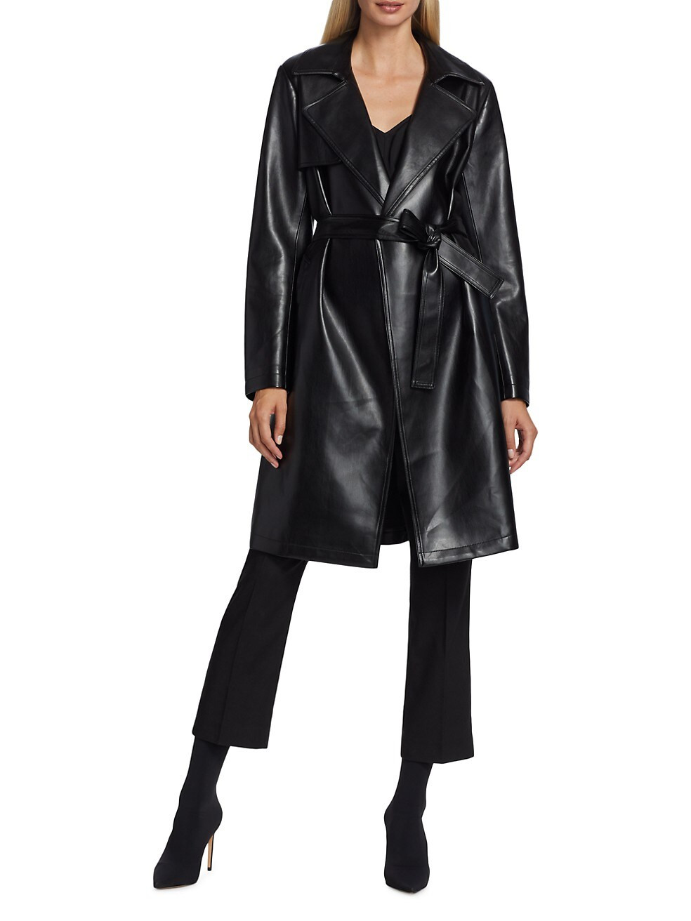 Elie Tahari Vegan Leather Belted Coat | Saks Fifth Avenue