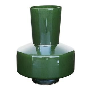 Litton Lane Green Glass Modern Decorative Vase-83366 - The Home Depot | The Home Depot