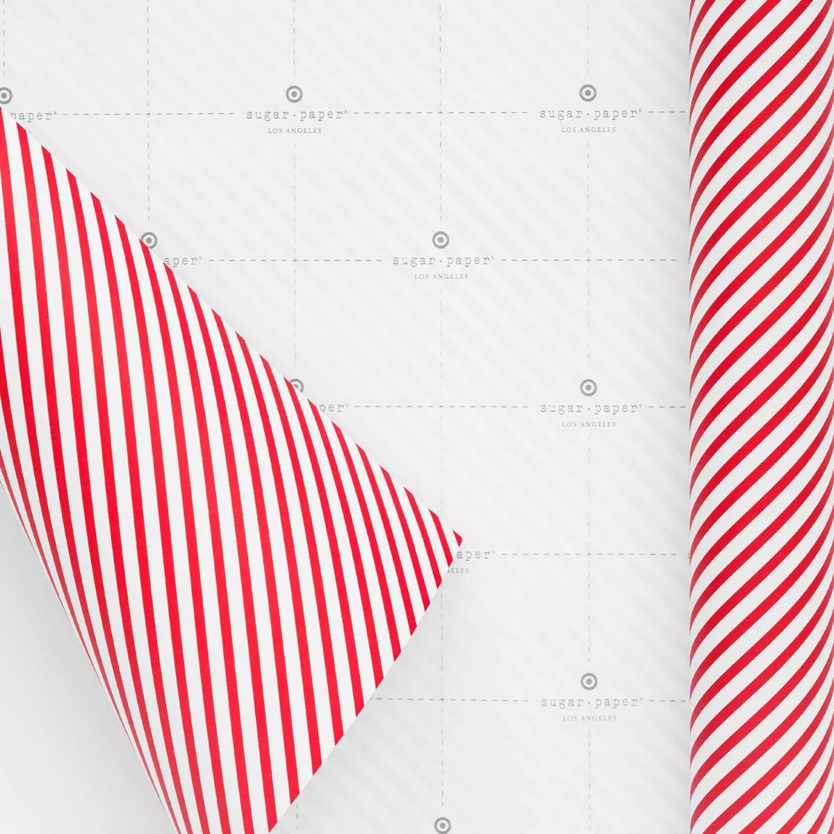 25 sq ft Red Diagonal Stripe Gift Wrap White - Sugar Paper™ + Target | Target