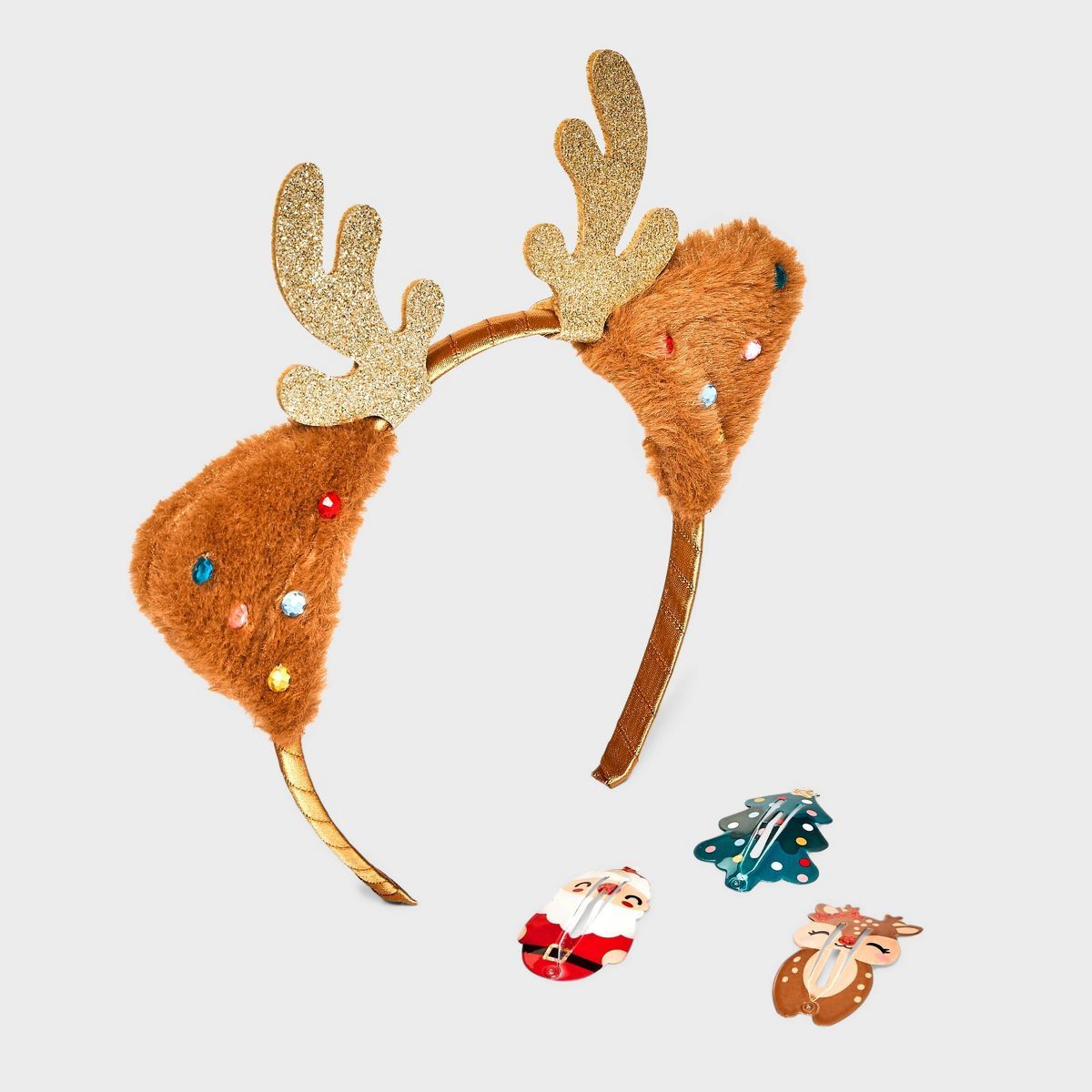 Girls' Reindeer Ear Headband and Holiday Clip Set - Cat & Jack™ | Target