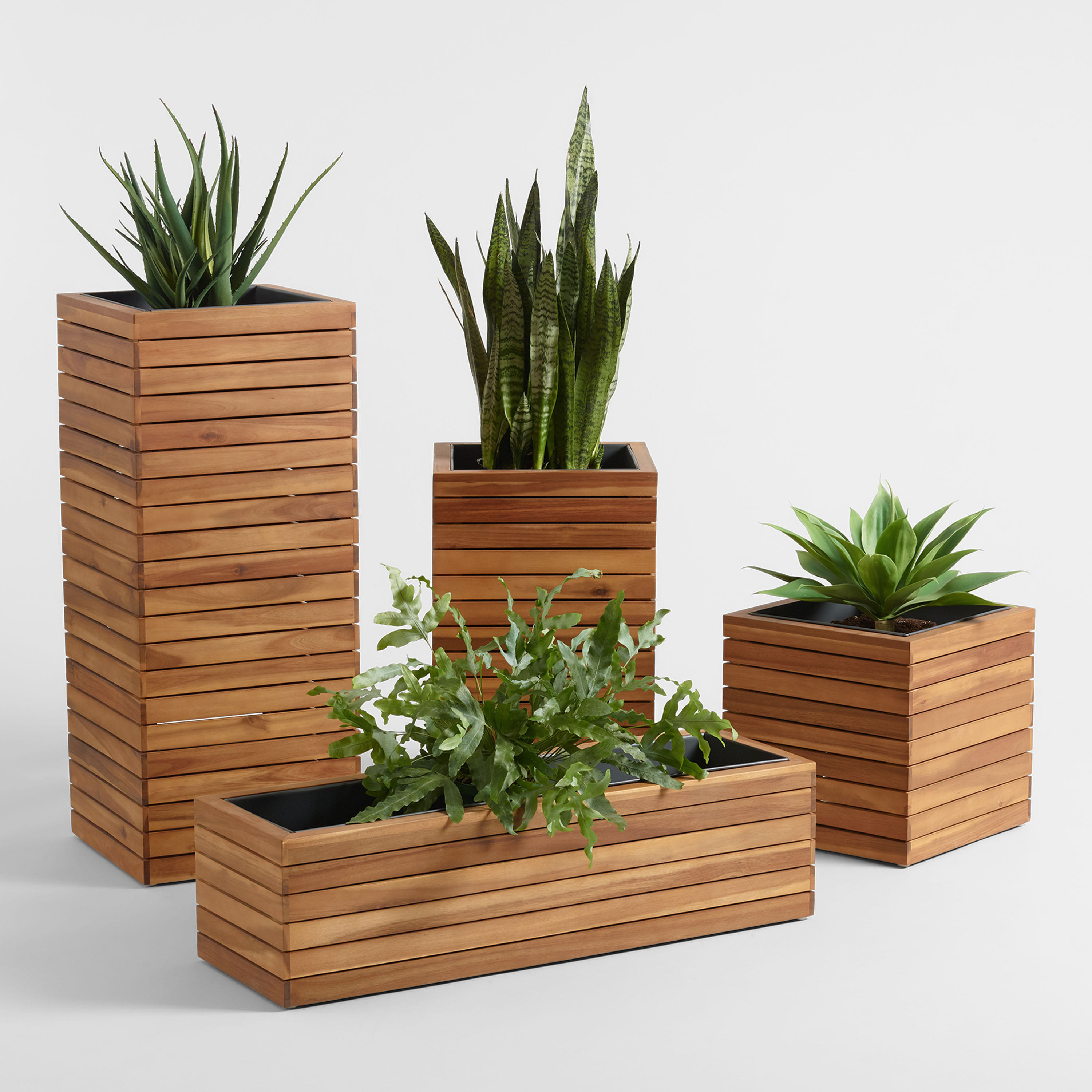 Alicante Wood And Metal Outdoor Planter | World Market
