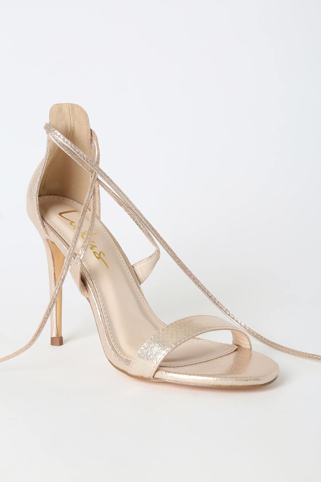 Aimee Champagne Metallic Lace-Up Heels | Lulus