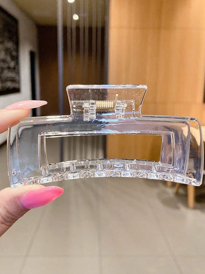 1pc Square Shaped Jelly Translucent Hair Claw / Hair Clip For Ponytail Hairstyle Pure Transparent... | SHEIN