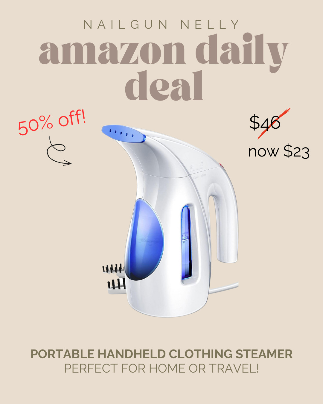 Amazon Daily Deal! - Portable Handheld Clothing Steamer, Perfect for home or travel! 

 #LTKHome #LTKSaleAlert #LTKTravel