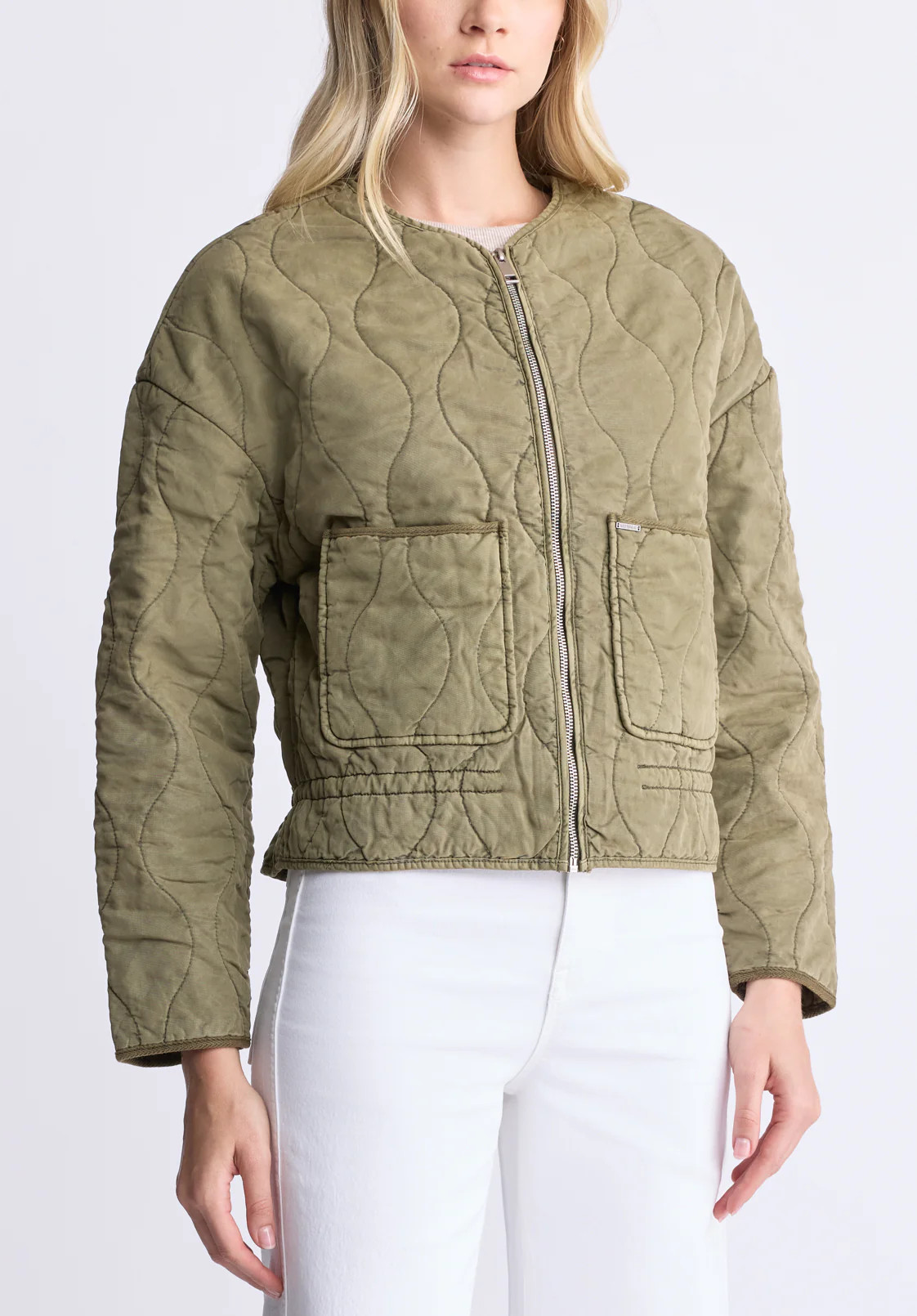 Annalee Women's Quilted Cropped Jacket, Olive Green - JK0025H | Buffalo David Bitton