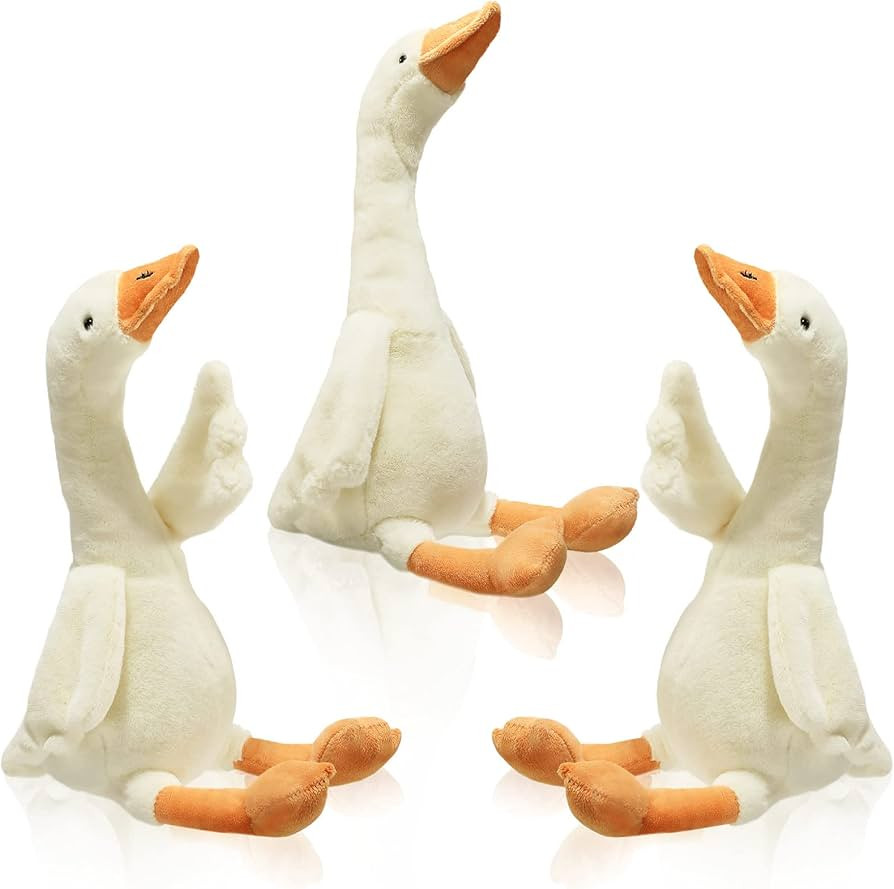 Sosation 3 Pieces 15.7'' Swan Stuffed Animal, Goose Plush Stuffed Animal Toy White Fluffy Cute Go... | Amazon (US)