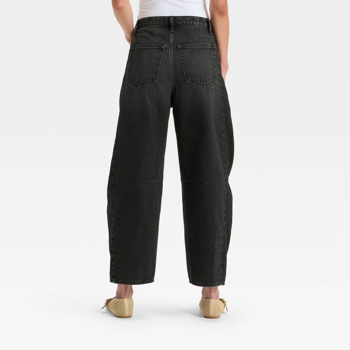 Women's High-Rise Curved Leg Barrel Jeans - Universal Thread™ Black 6 | Target