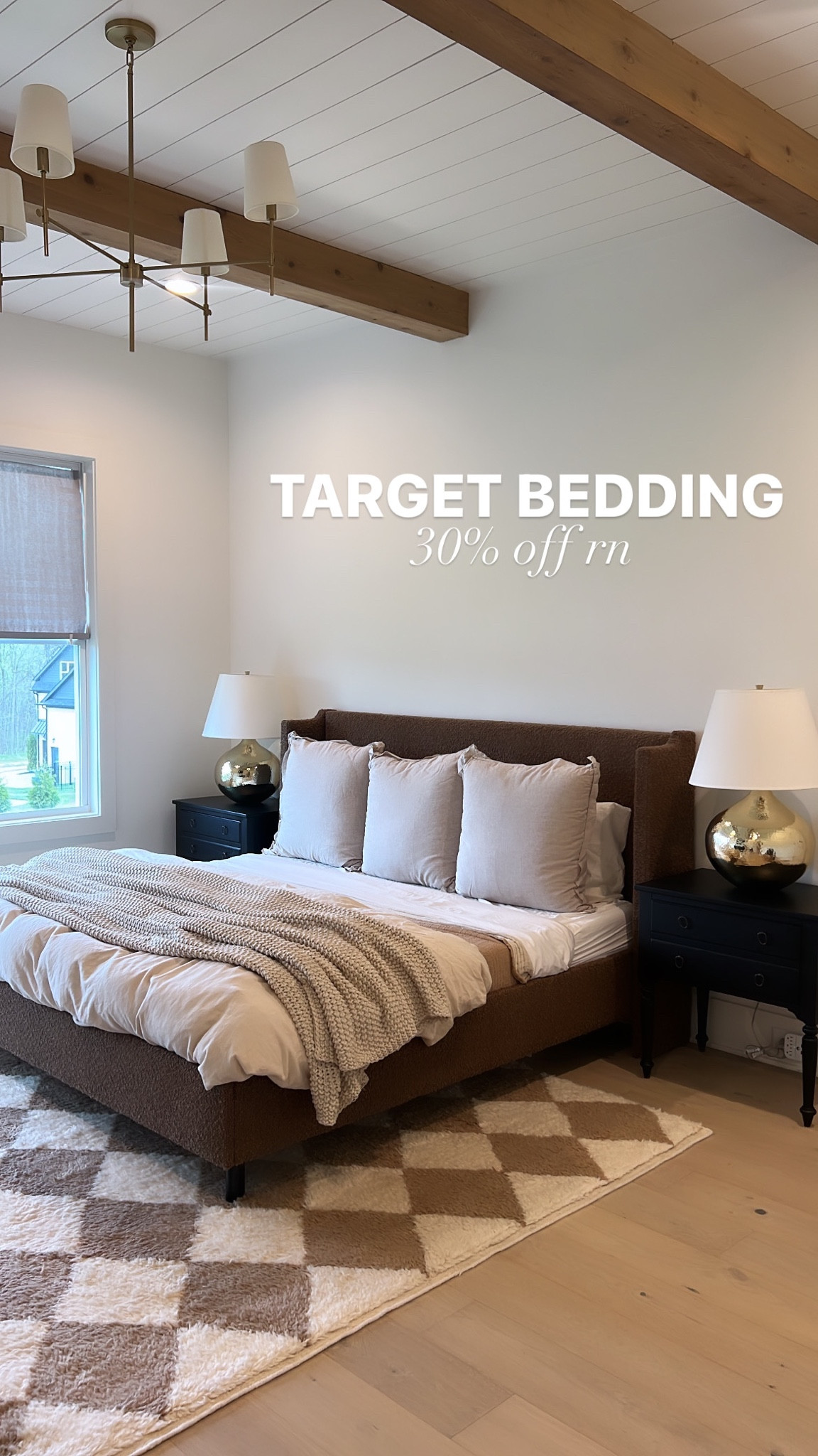 Target bedding home finds on sale from Target , checkered rug 
Magnolia black nightstands 
Gold large lamps 
Lulu and Georgia 

#LTKfindsunder100 #LTKsalealert #LTKhome