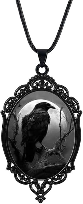 Goth Raven Pendant Necklace for Women Men Vintage Punk Victoria Gothic Crow Cameo Pendant Black M... | Amazon (US)