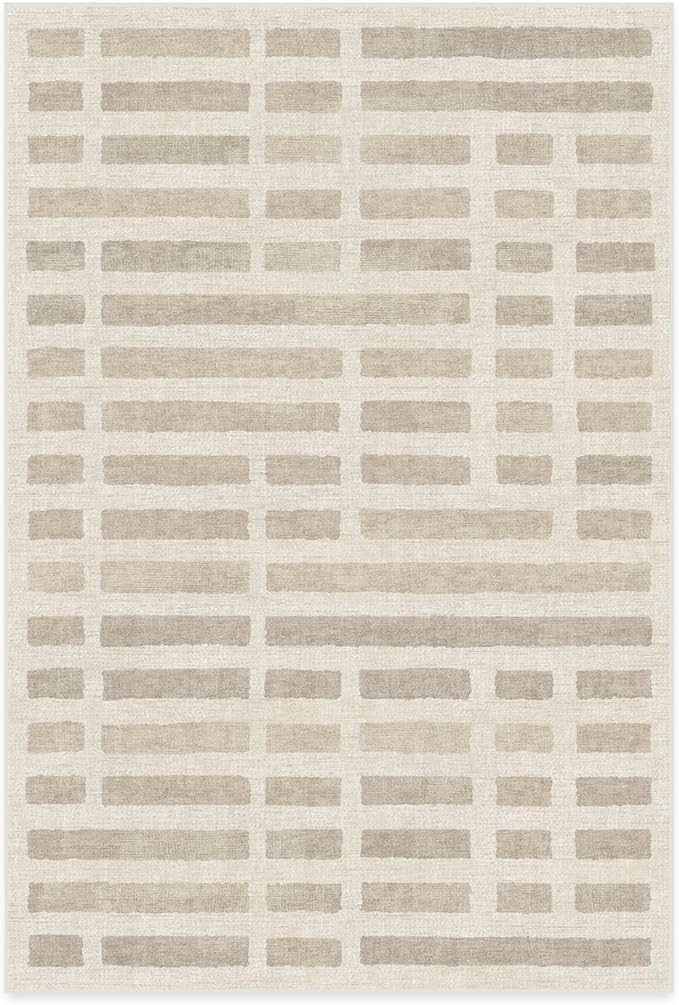 RUGGABLE Machine Washable Area Rug – Founders Laine Ivory & Natural 6x9, Stain-Resistant, Non-S... | Amazon (US)