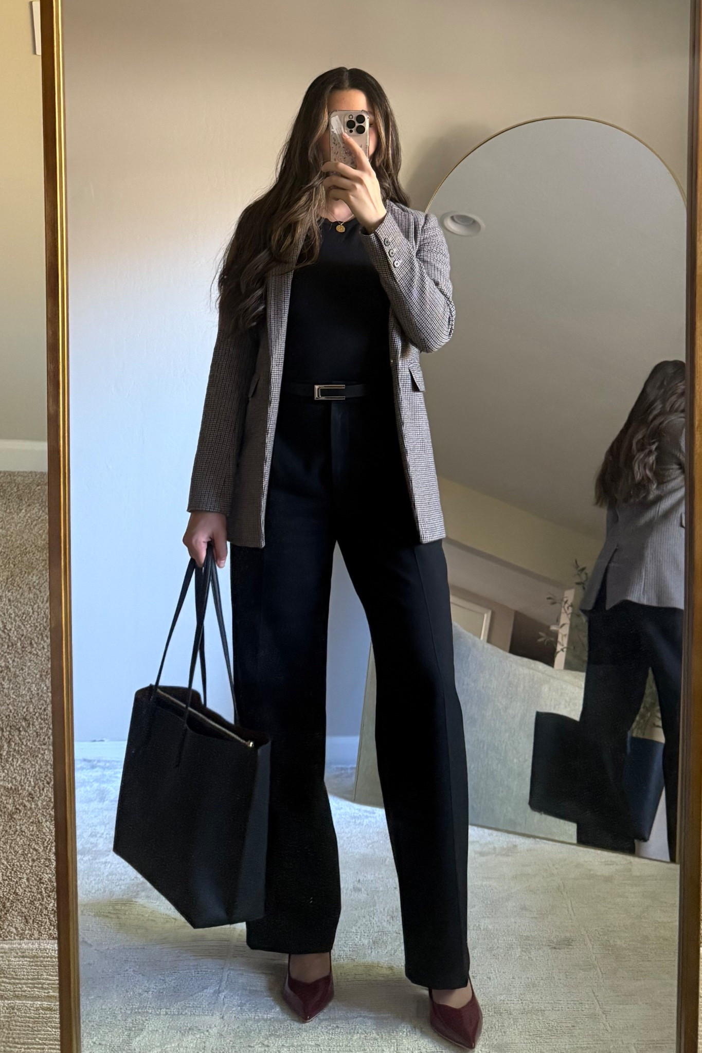 Office / conference outfit  

• Houndstooth blazer - old Nordstrom, linked similar! 
• top - amazon, size s 
• trousers - aritzia, size 6, regular fabric 
• burgundy slingbacks - linked similar from Nordstrom
• belt - Amazon  

Officewear / workwear / teacher outfit / work / 9 to 5 / corporate life / business casual / business professional 

#LTKWorkwear #LTKStyleTip #LTKFindsUnder100