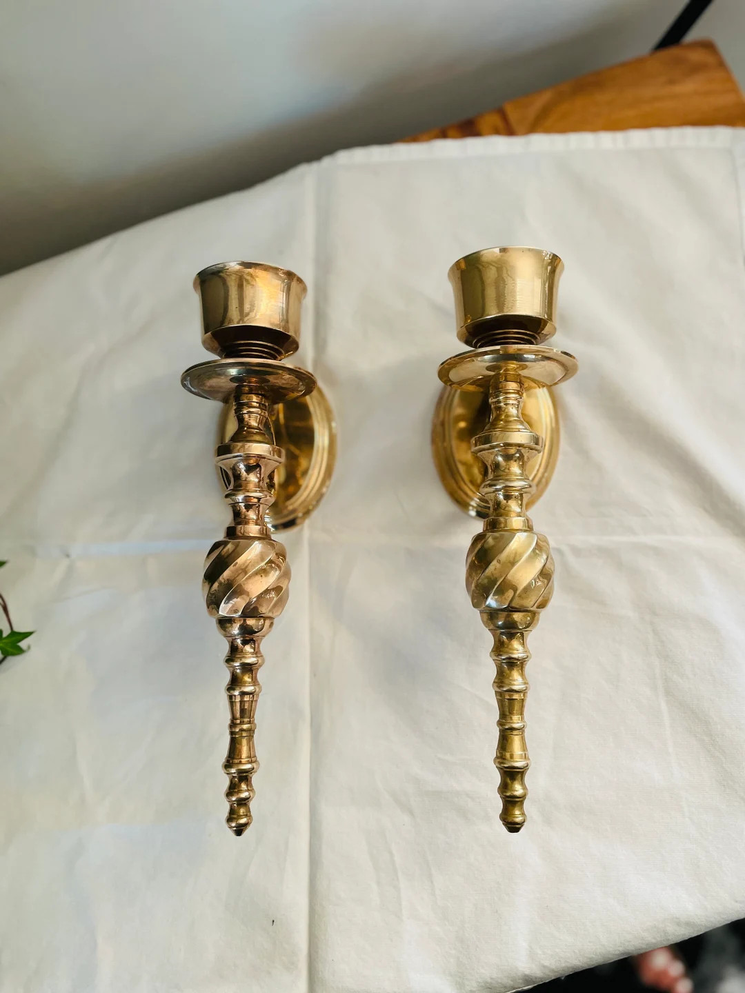 Pair of Brass Candle Wall Sconce Holds Standard Tapered - Etsy | Etsy (US)