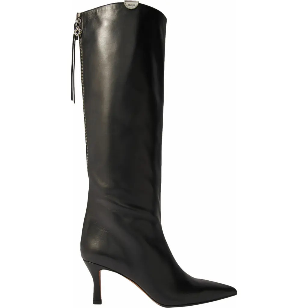 maje Pointed-toe leather boots in Black at Nordstrom, Size 40 | Nordstrom