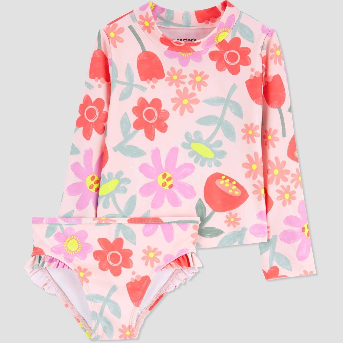 Carter's Just One You®️ Toddler Girls' Long Sleeve Rash Guard Set - Pink 3T | Target