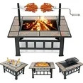 Fire Pits For Outside 37 inch Wood Burning Fire Pit Table With BBQ Grill Cooking Grate Lid Outdoo... | Walmart (US)