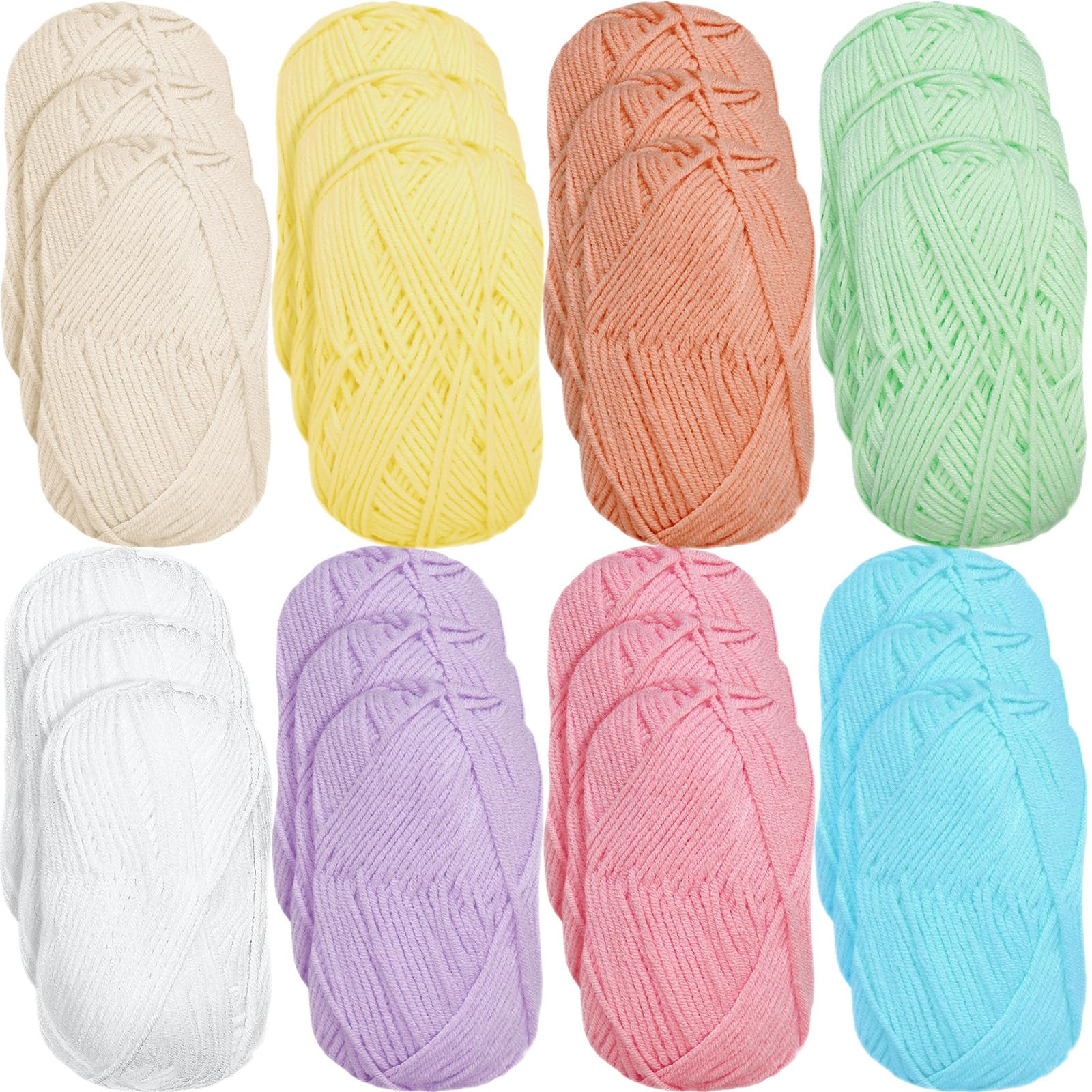 24 Skeins Soft Cotton Yarn Total 2880 Yards Assorted Colors Yarn for Crocheting and Knitting 4 Pl... | Amazon (US)