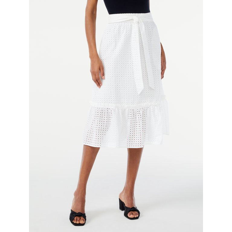 Scoop Women's Bow Tie Tier Midi Skirt | Walmart (US)