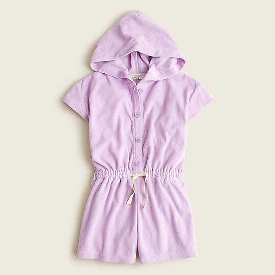 Girls' hooded romper in towel terry | J. Crew US
