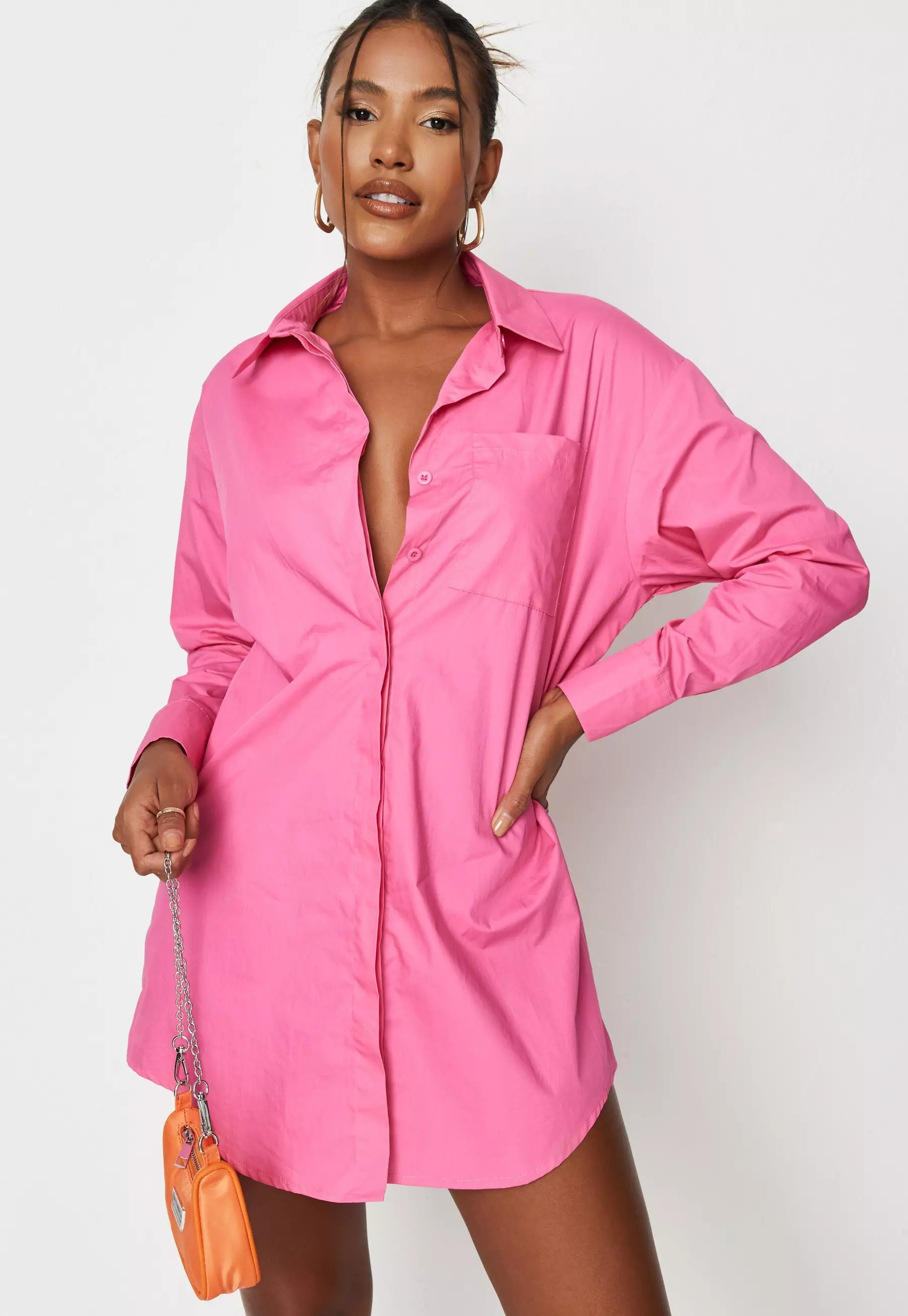 Pink Poplin Oversized Shirt Dress | Missguided (US & CA)