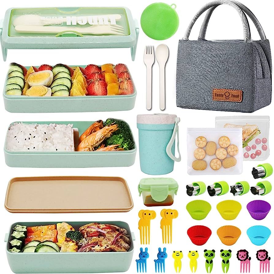 DearHomie 30 PCs Bento Box Upgrade Japanese Lunch Box Kit,3 Layer Stackable Leakproof Containers ... | Amazon (US)