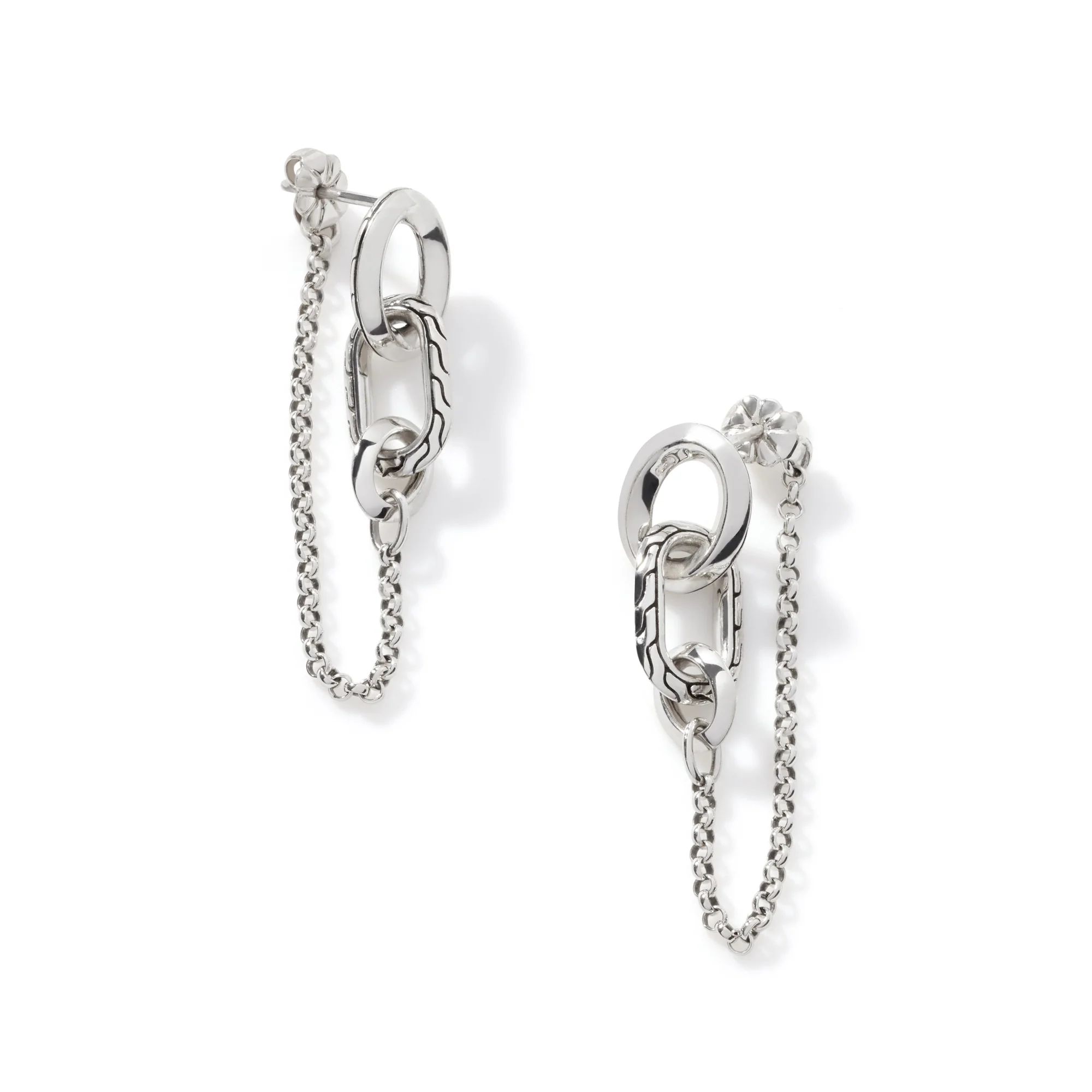 Carved Chain Drop Earring, Sterling Silver|EB900401 | John Hardy