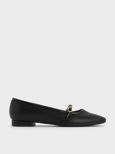 Contrast-Trim Buckle-Strap Mary Janes
    
         - Black | Charles & Keith UK