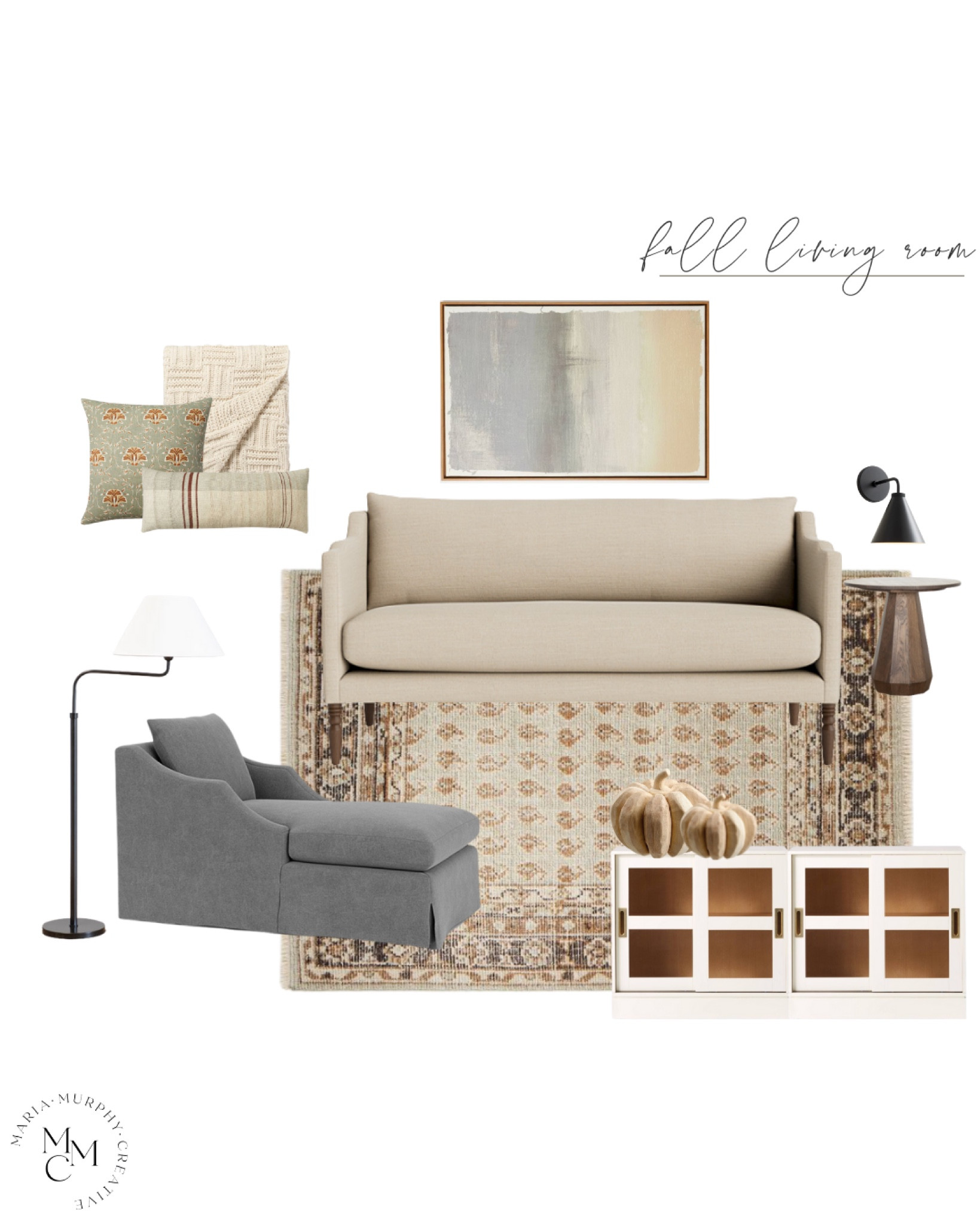 Fall living room design board featuring fall decor that is splurge worthy and affordable! 

#LTKhome #LTKunder100