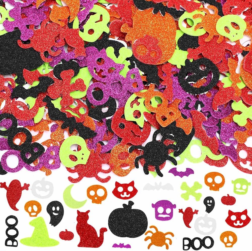 300 Pieces Halloween Foam Stickers Glitter Self-Adhesive Pumpkin Spider Bat Craft Stickers for Ki... | Amazon (US)