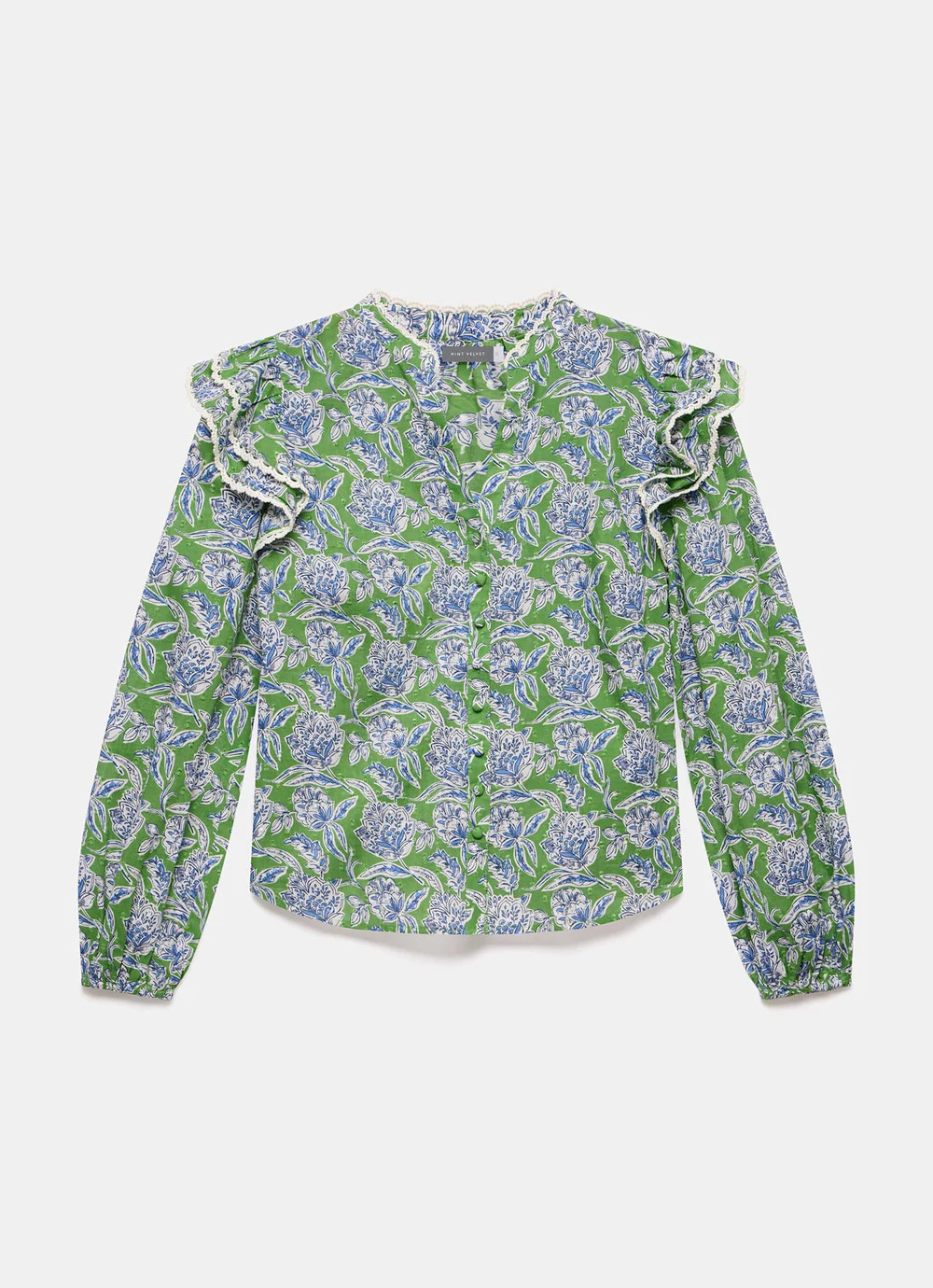 Green Floral Print Ruffle Blouse | Mint Velvet - US