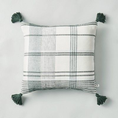 18" x 18" Plaid Throw Pillow Green - Hearth & Hand™ with Magnolia | Target