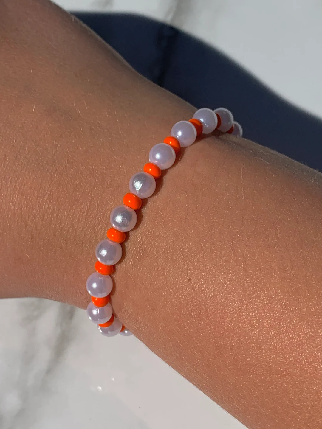 Fall Glass Orange Bead and Pearl Bracelet| Perfect for Fall and Halloween - Etsy | Etsy (US)