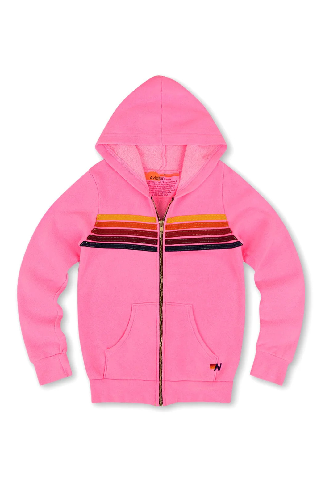 KID'S 5 STRIPE HOODIE - NEON PINK | Aviator Nation