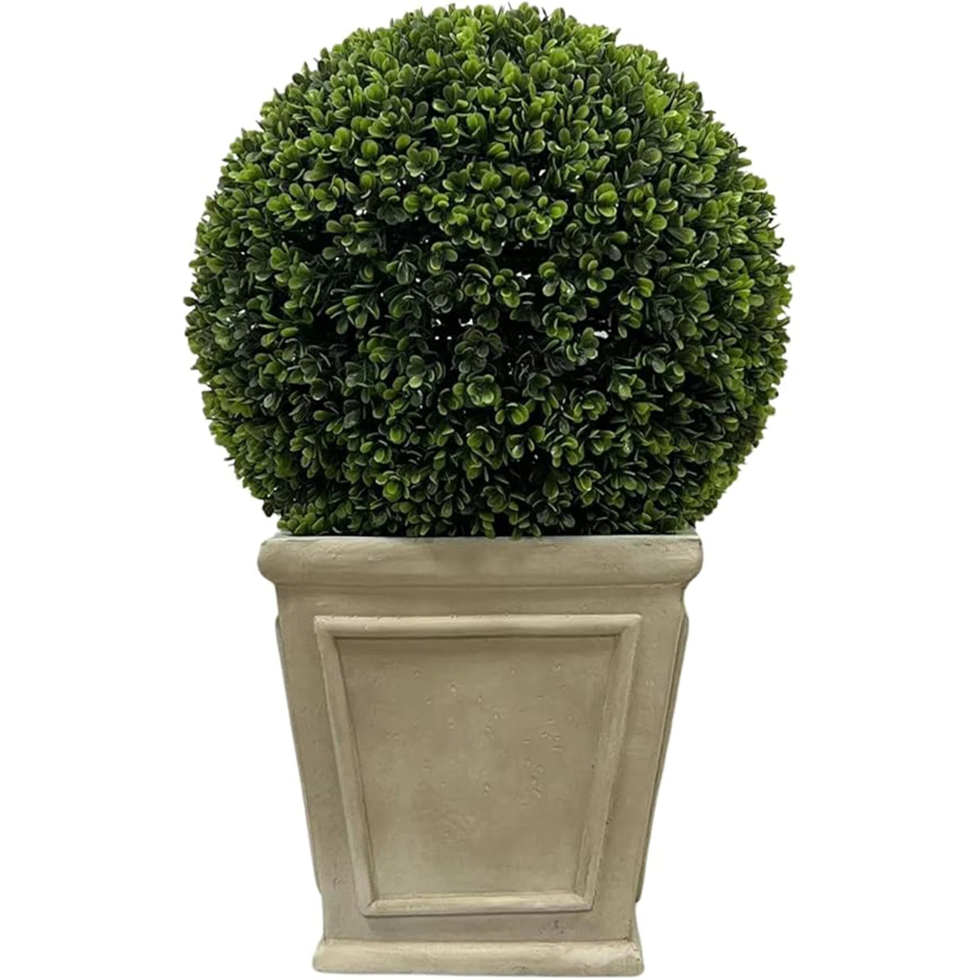 Primrue 23"H Artificial Faux Plant,  Ball Topiary Shrub In Beige Square Pot For Indoor And Outdoo... | Wayfair North America