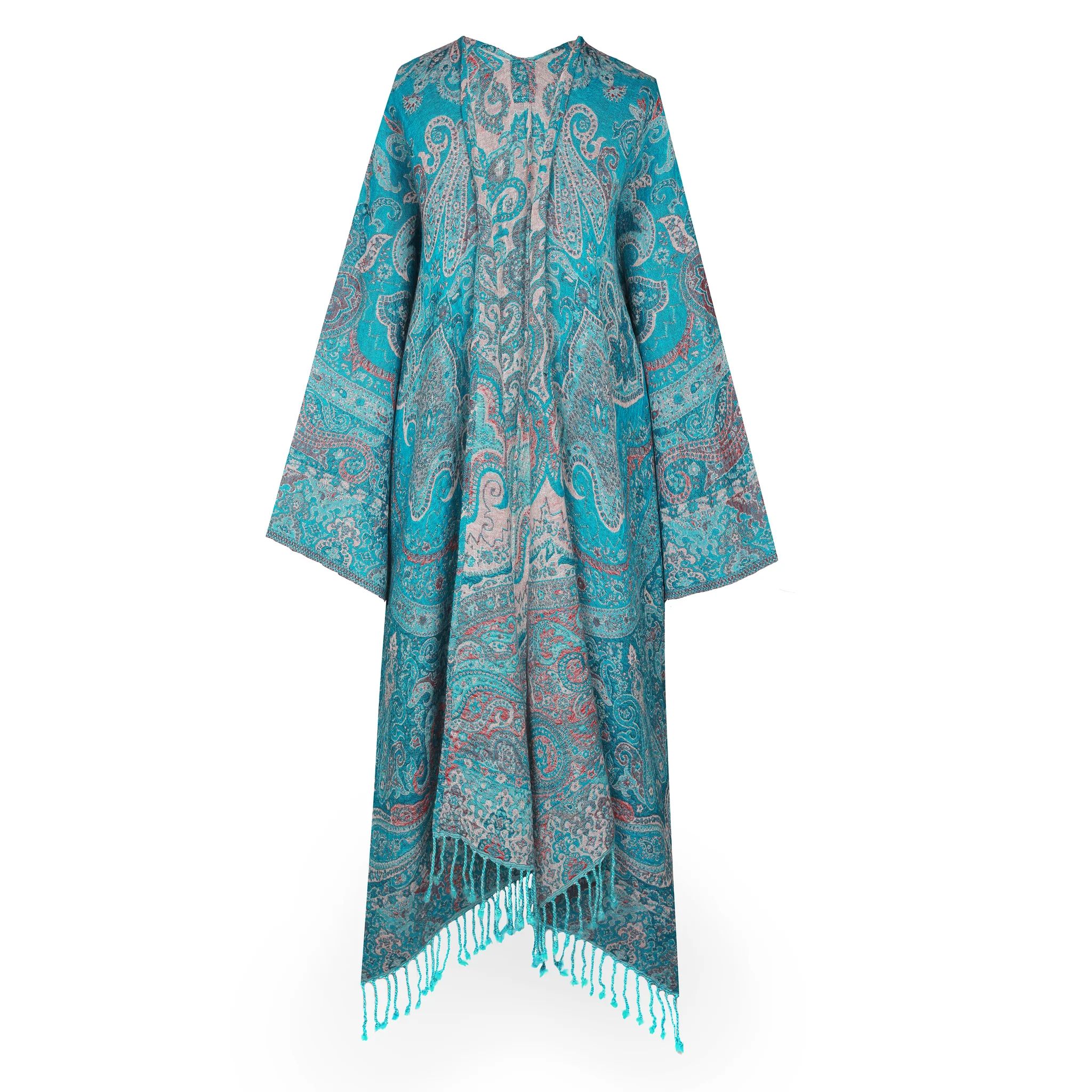 Tempting Turquoise Paisley Kimono Coat Reversible FINAL SALE | Pax Philomena
