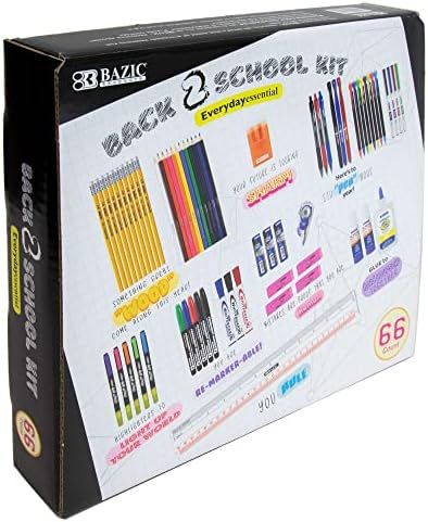 BAZIC Back To School Kit 66 Pieces, School Supplies Bundle Pack for Student, Pencil, Eraser, High... | Amazon (US)