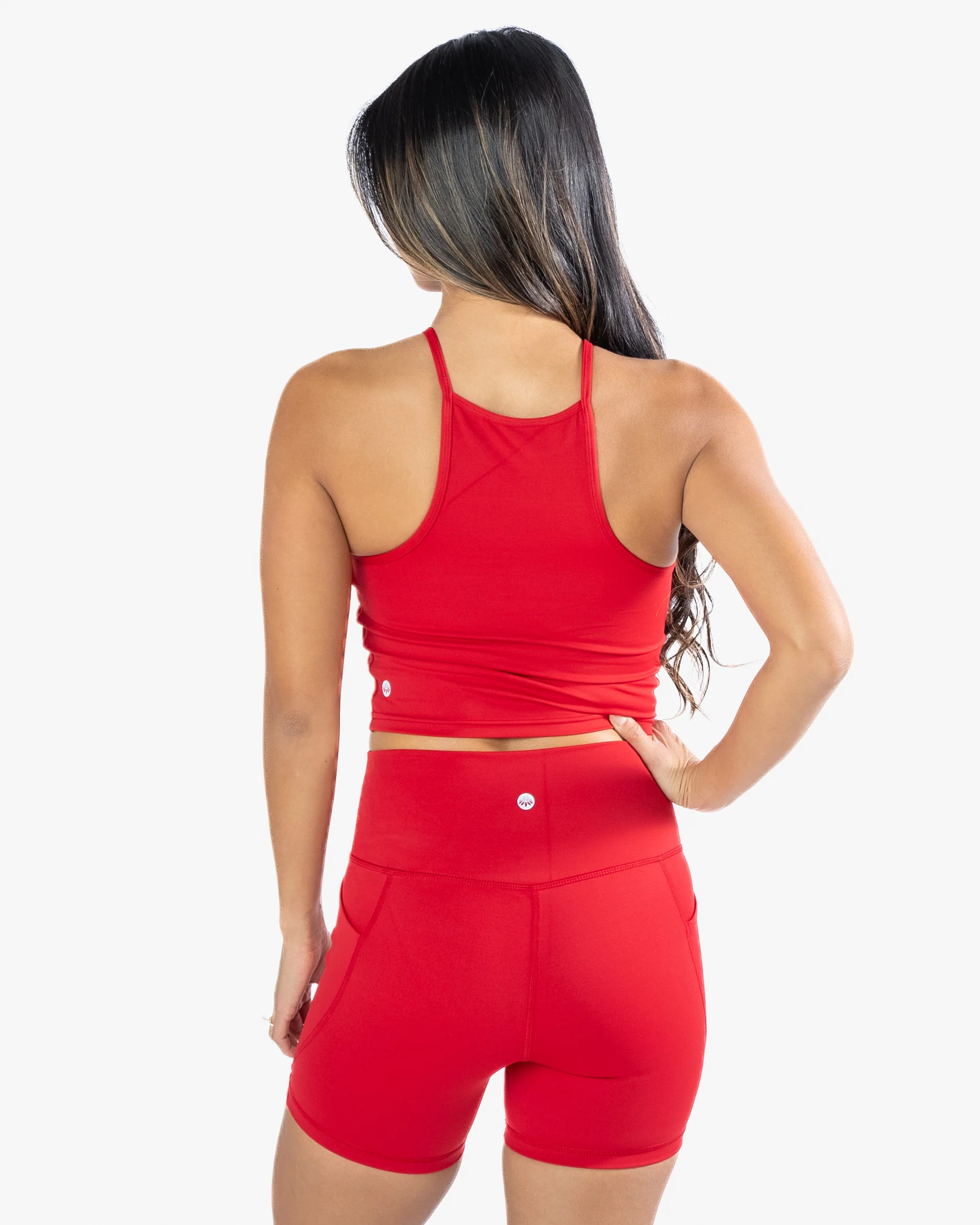 Lux Thin Strap Crop Tank - Cherry | Senita Athletics