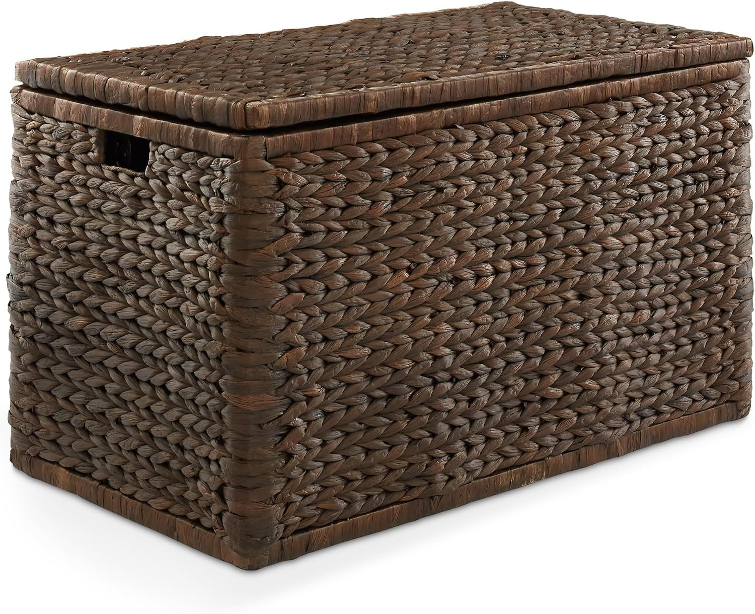 Casafield 30" Storage Chest with Lid, Handles, Safety Hinge - Espresso Dark Brown, Hyacinth Wicker Storage Trunk for Entry Way, Living Room, Bedroom | Amazon (US)