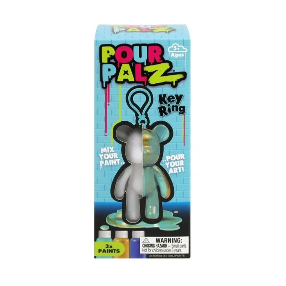 Pour Palz Paint Bear Keyring 3.2", Blue, DIY Paint & Craft Kid for Kids, 5+ Years | Walmart (US)