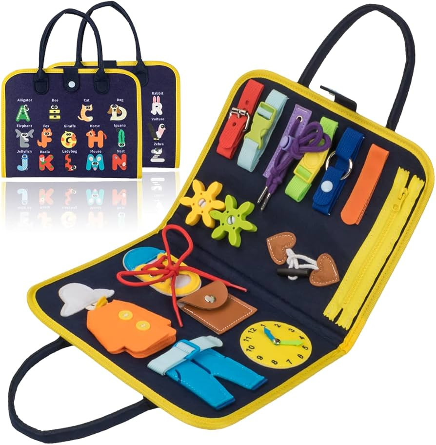 Busy Board Montessori Toys for Toddlers 2-4, Sensory Board Busy Book for Toddler Travel Toys Pres... | Amazon (US)