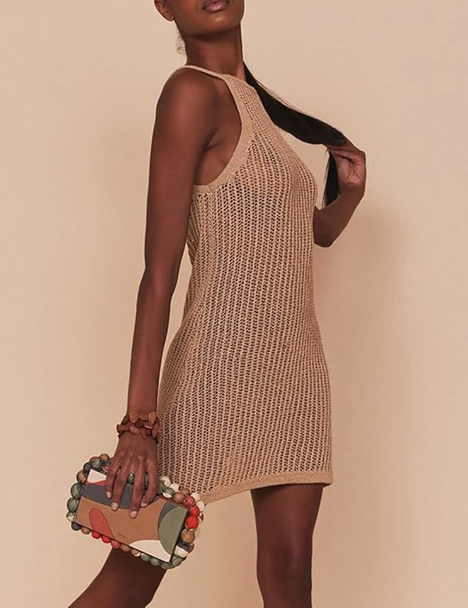 AILUNSNIKA Tunic Swimwear Cover Up Crochet Hollow Beach Bikini Dress for Women | Amazon (US)