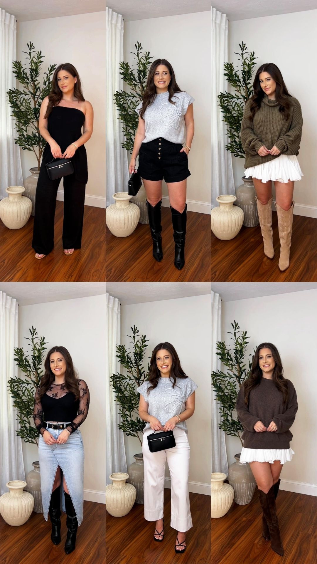 Chic Outfit Inspo! I'm 5'1 wearing Size Small Black Knit Set / Size Small Grey Flower Sweater, Size 2 black shorts / Size Small White Ruffle Skirt, Western boots size up .5 / Size Small Lace Top / Size Small Grey Flower Sweater / Size Large Brown Sweater for an oversized fit, Size Small White Ruffle skirt.. #womensstyle #amazonfashion #fallstyle 

 

#LTKgrwm #LTKSeasonal #LTKootd