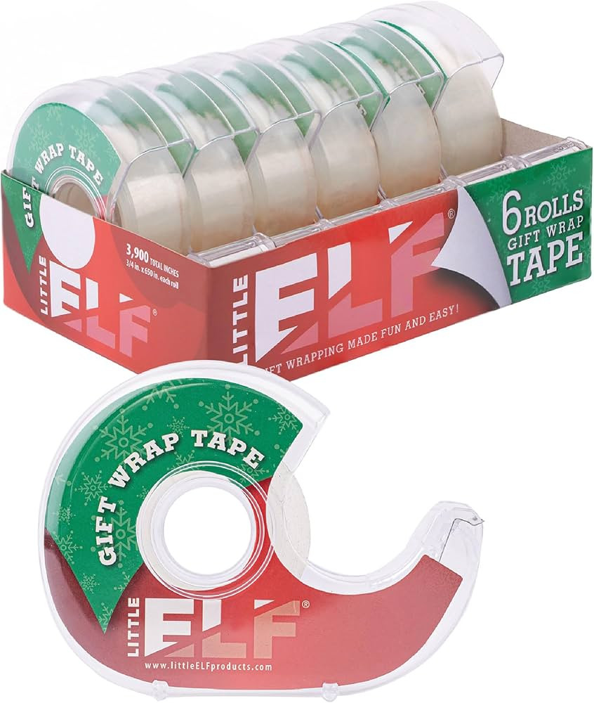 Little ELF Tape, 6 Rolls, 3/4 x 650 Inches, Clear, Transparent Tape for Office, Wrapping Paper, C... | Amazon (US)