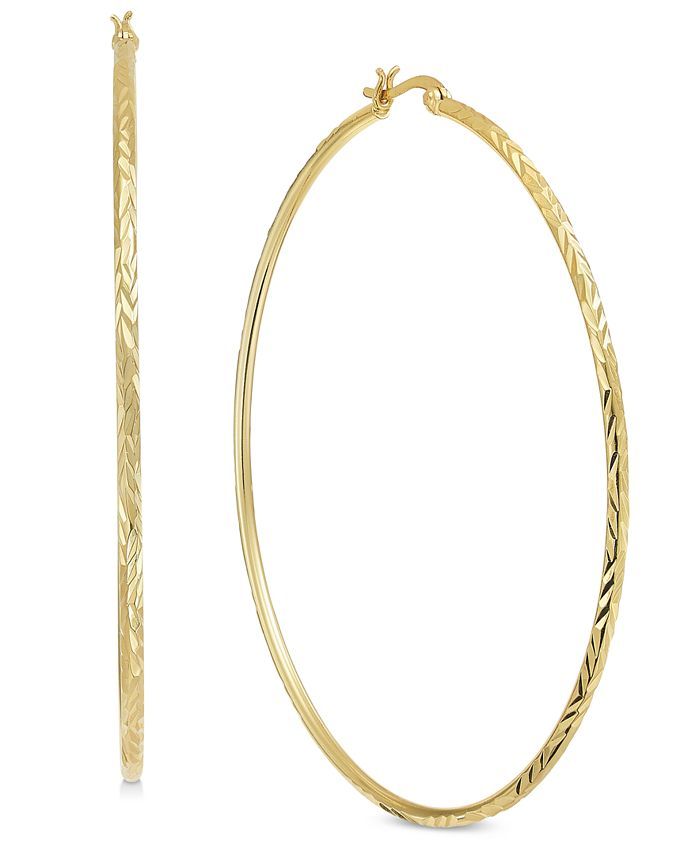 Extra Large Gold Plated Textured Large Hoop Earrings | Macys (US)